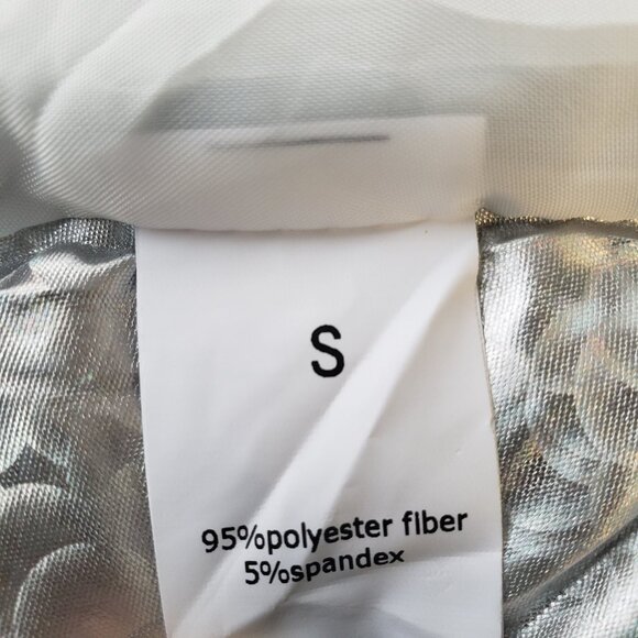 Silver Shine Holographic Crop Puffer Vest Rave Gem Y2K Style Zip + Side Strings - Picture 9 of 12